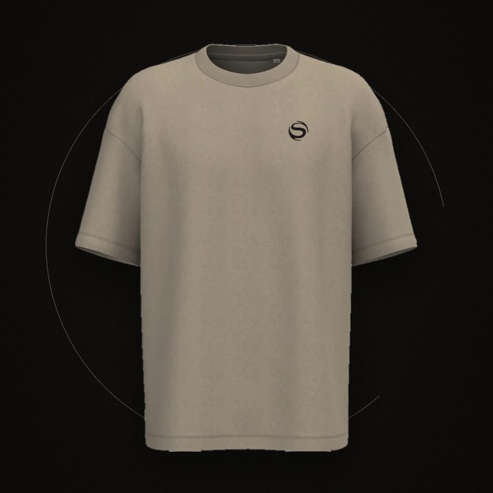 Signature Tee beige, logo S sur le cœur
